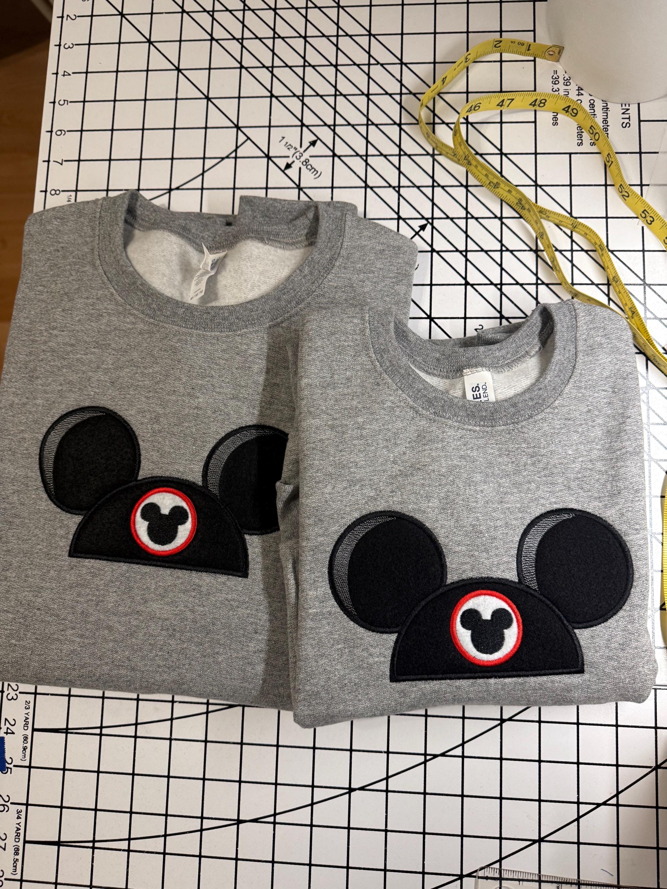 Machine Embroidered Appliquéd Felt Mouse Ear Hat Sweatshirt Adult and Youth