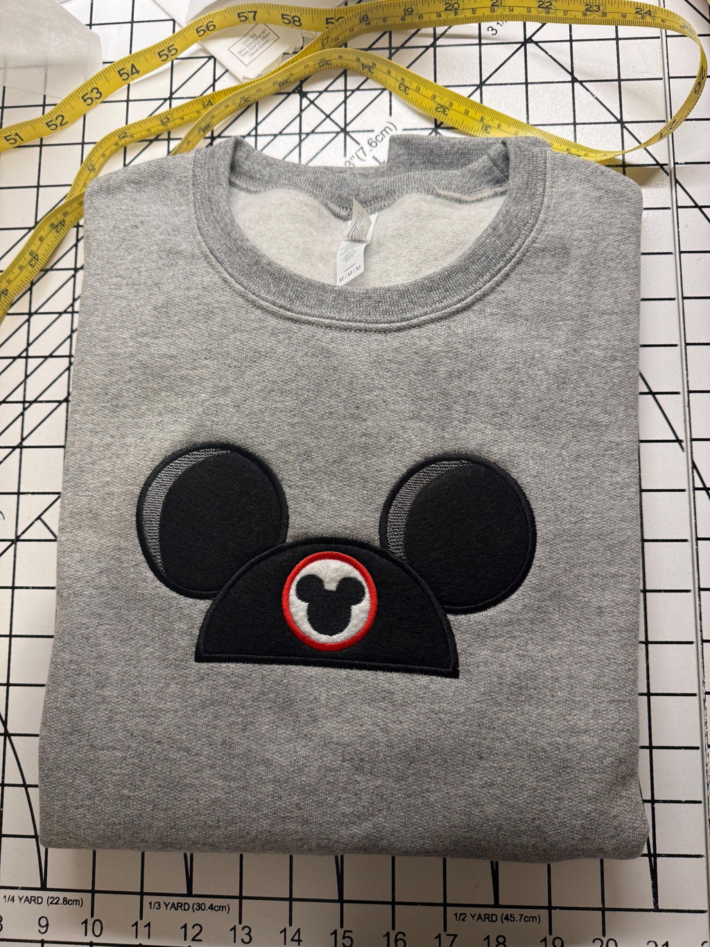 Machine Embroidered Appliquéd Felt Mouse Ear Hat Sweatshirt Adult and Youth
