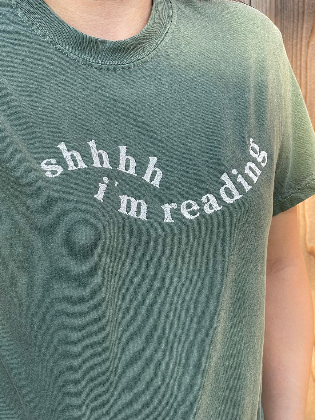 Shhh I’m Reading embroidered tee